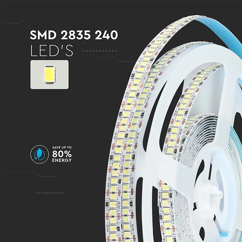 Banda LED SMD2835 240LED/M 6400K IP20 5M