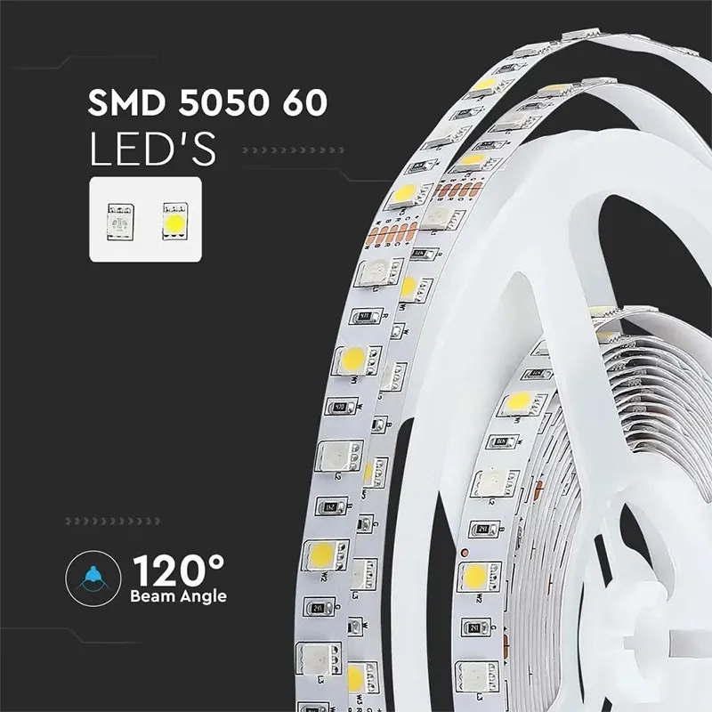 Banda LED SMD5050 60LED/M RGB + Alb Neutru IP20 5M