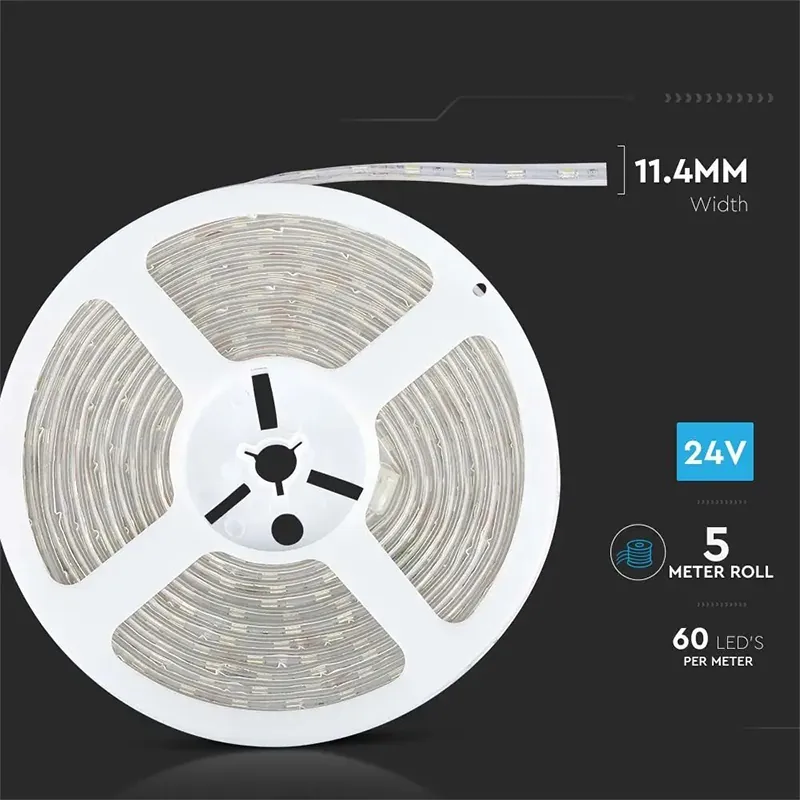 Banda LED SMD5050 24V 60LED/M 6400K IP65 5M