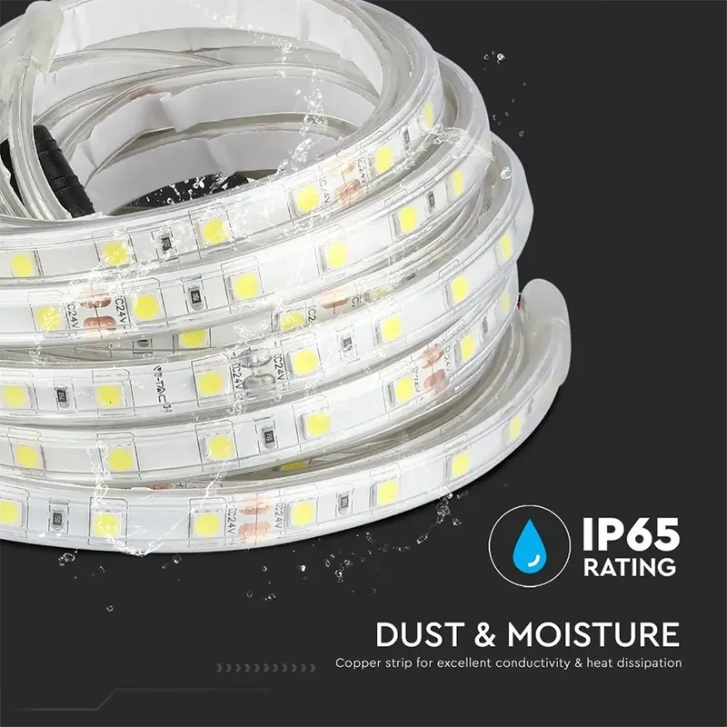 Banda LED SMD5050 24V 60LED/M 6400K IP65 5M