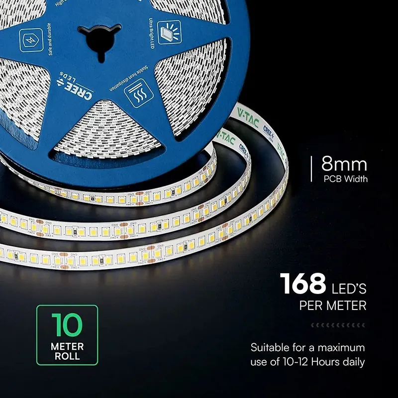 Banda LED 8MM 12W/M 24V IP20 Rola 10M 4000K Cip Cree