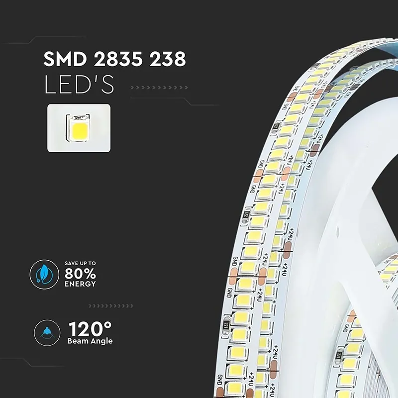 Banda LED SMD2835 24V 6400K IP20 5M