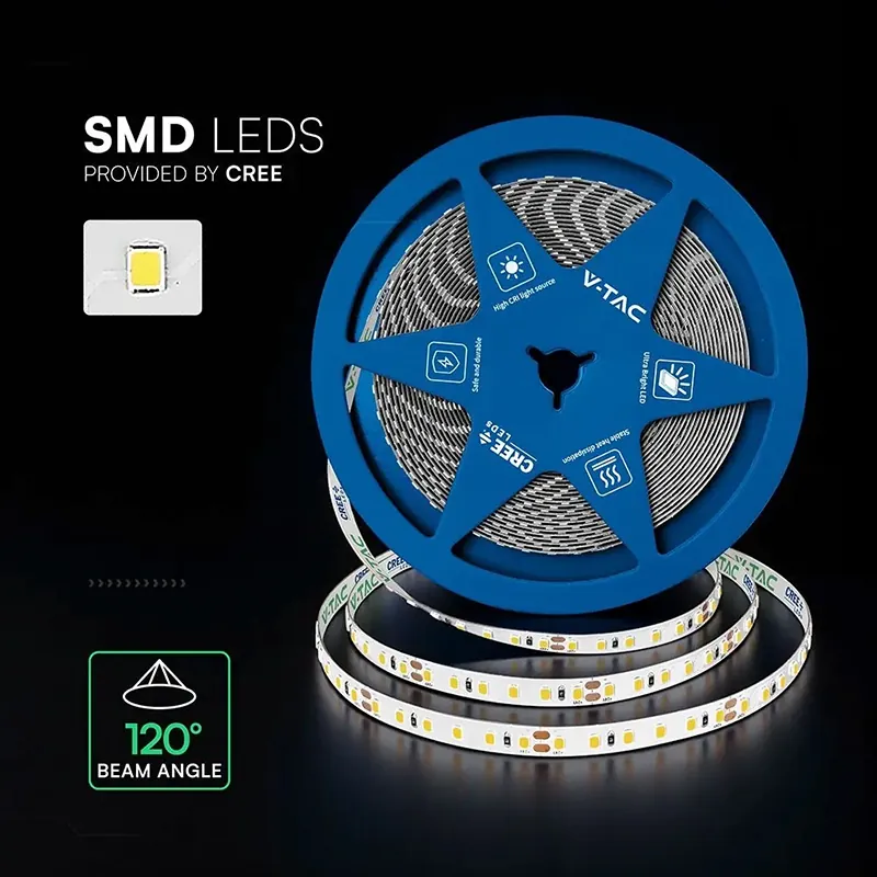 Banda LED 8MM 10W/M 24V IP20 Rola 10M 6500K Cip Cree