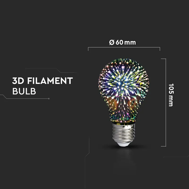 Bec LED ST64 E27 3W cu Filament 3000K Alb Cald Model 3D