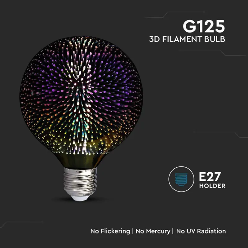 Bec LED G125 E27 3W cu Filament 3000K Alb Cald Model 3D