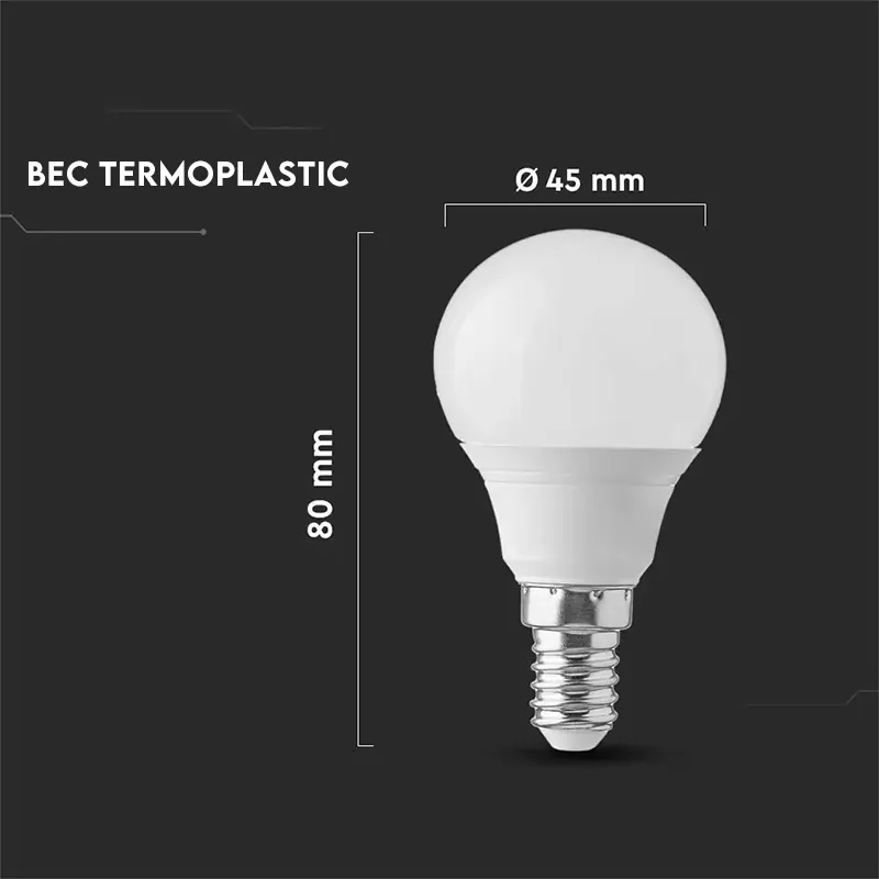Bec LED E14 P45 3.7W 6500K Alb Rece