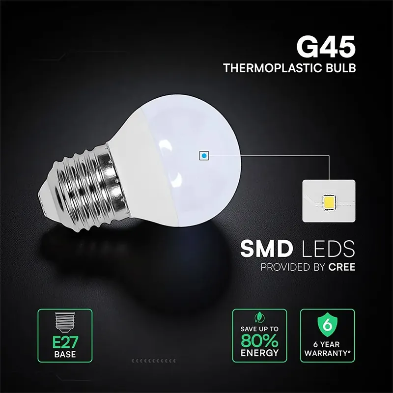 Bec LED G45 E27 3.7W 3000K Alb Cald Cip Cree