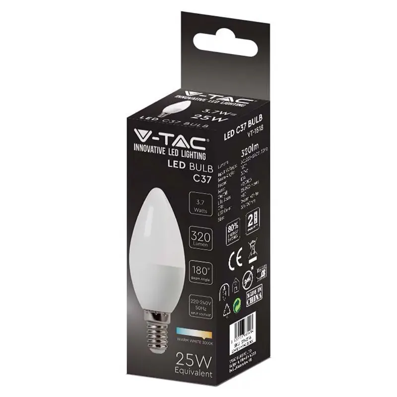 Bec LED E14 3.7W 3000K Alb Cald