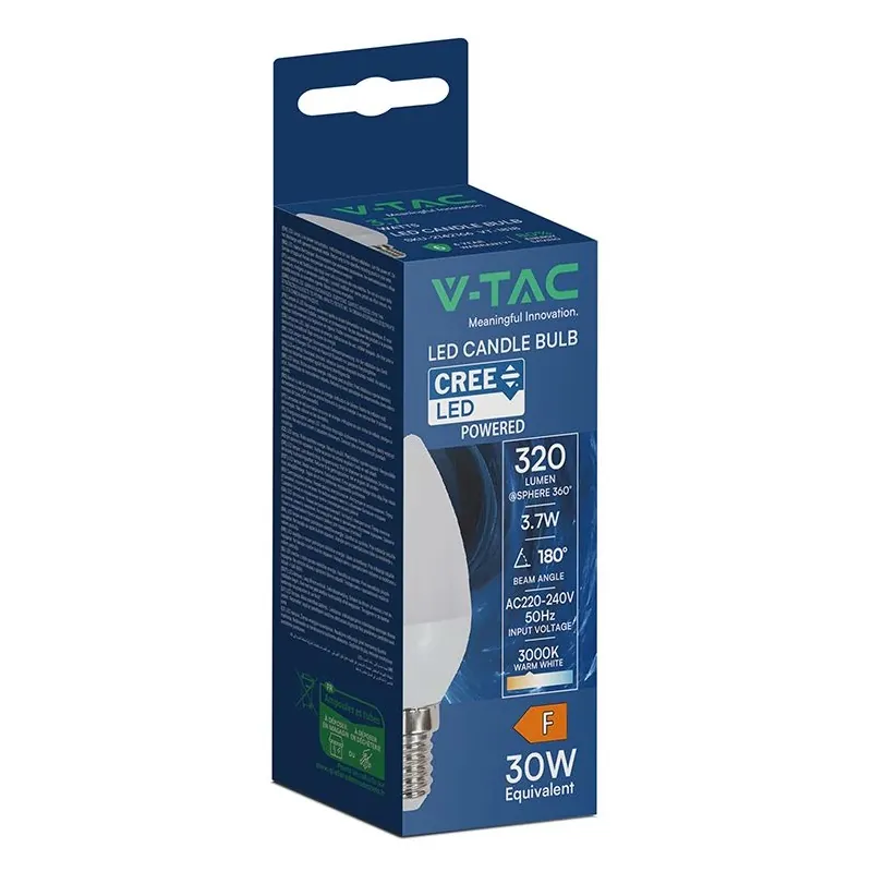 Bec LED E14 3.7W 3000K Alb Cald Cip Cree