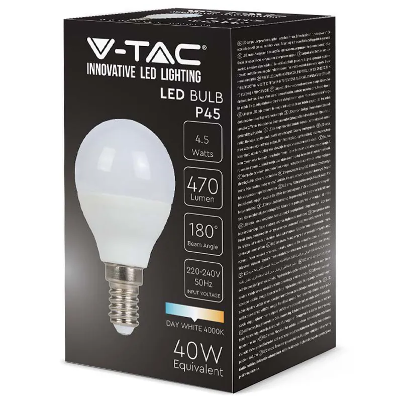 Bec LED E14 P45 4.5W 6500K Alb Rece