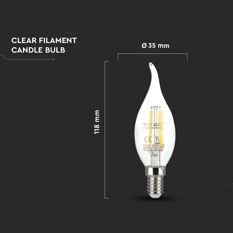 Bec E14 cu Filament LED 4W 3000K