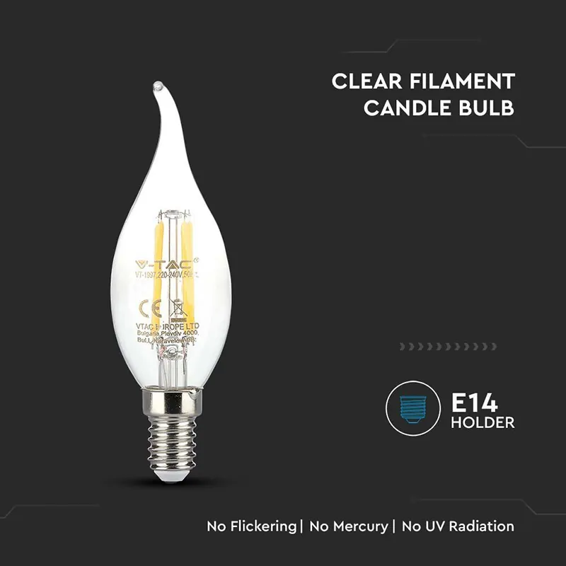 Bec E14 cu Filament LED 4W 3000K