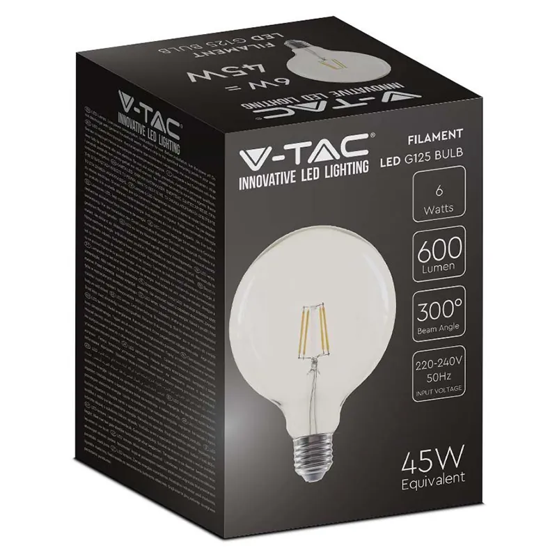 Bec E27 G125 cu Filament LED 6W 3000K