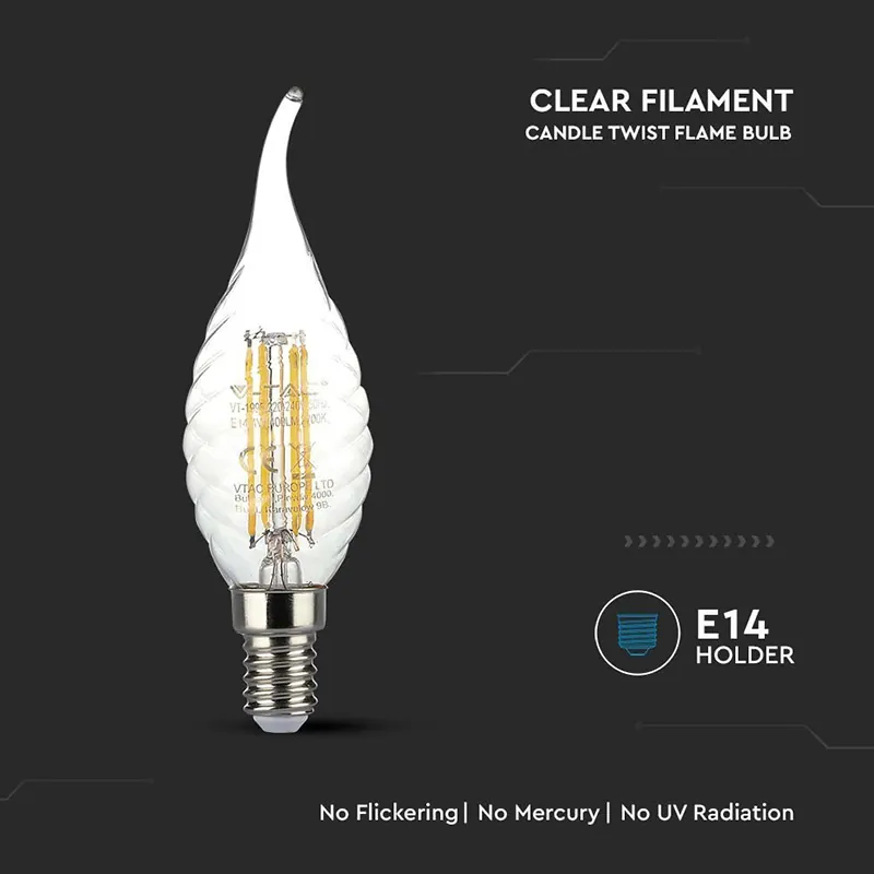 Bec E14 cu Filament LED 4W 6500K Model Spirala