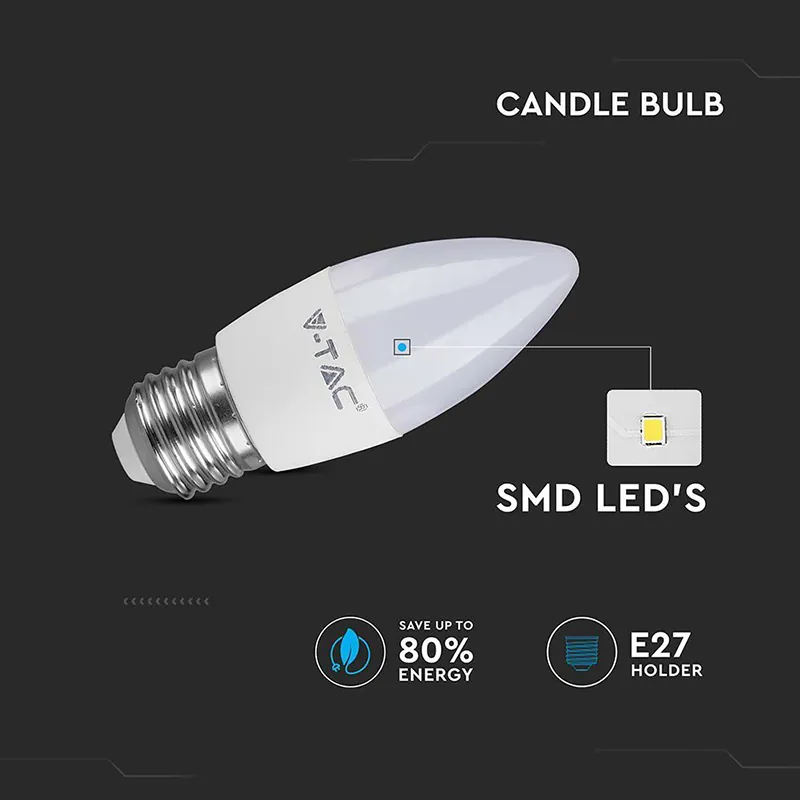 Bec LED E27 4.5W 6500K Alb Rece