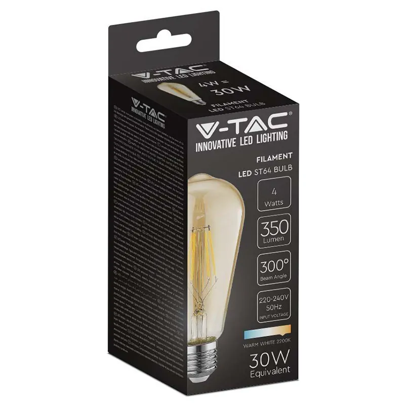 Bec LED ST64 E27 4W cu Filament 2200K Model Edison