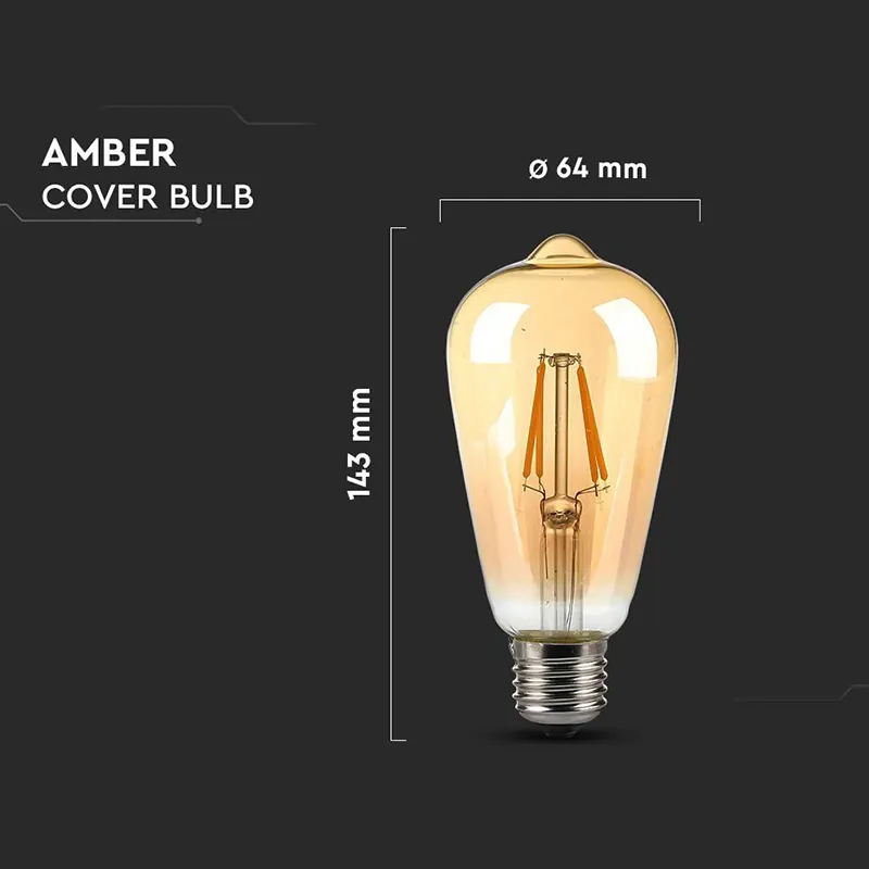 Bec LED ST64 E27 4W cu Filament 2200K Model Edison
