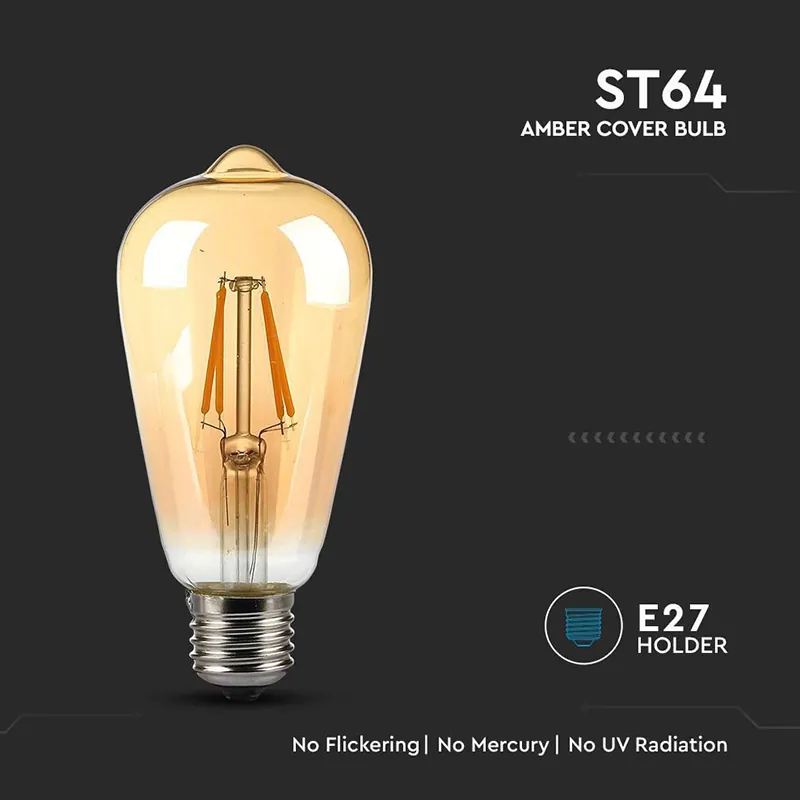 Bec LED ST64 E27 4W cu Filament 2200K Model Edison