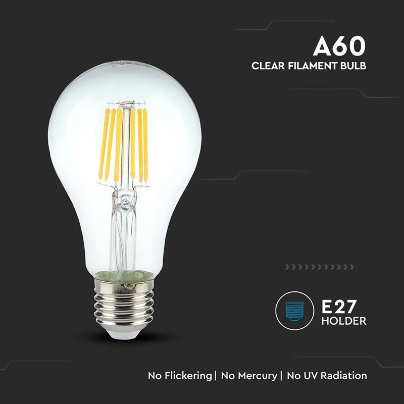 Bec LED A60 E27 10W cu Filament 3000K Alb Cald
