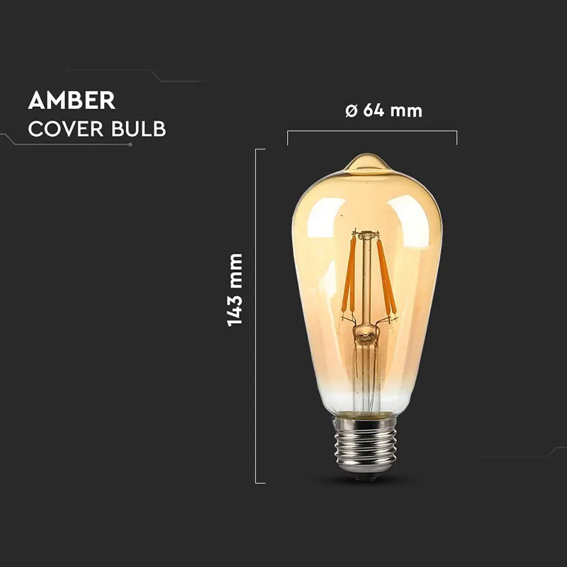 Bec LED ST64 E27 8W cu Filament 2200K Alb Cald Model Edison