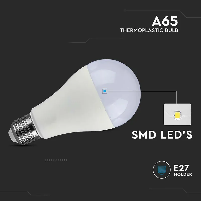 Bec LED A65 E27 15W 6500K Alb Rece