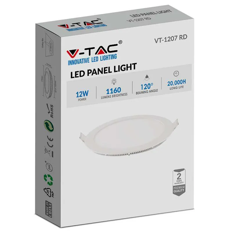 Panou LED Rotund Incorporabil 12W 4000K Alb Neutru