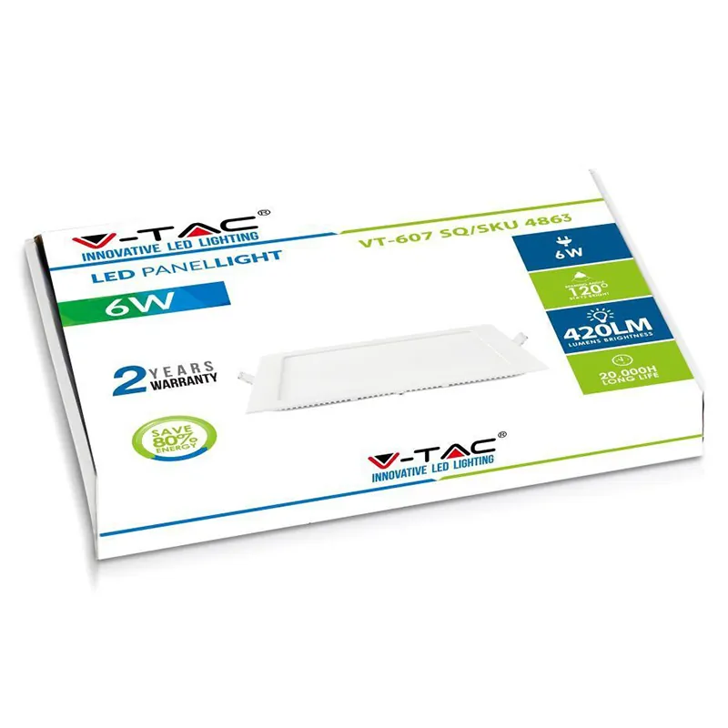 Panou LED Patrat Incorporabil 6W 6400K Alb Rece