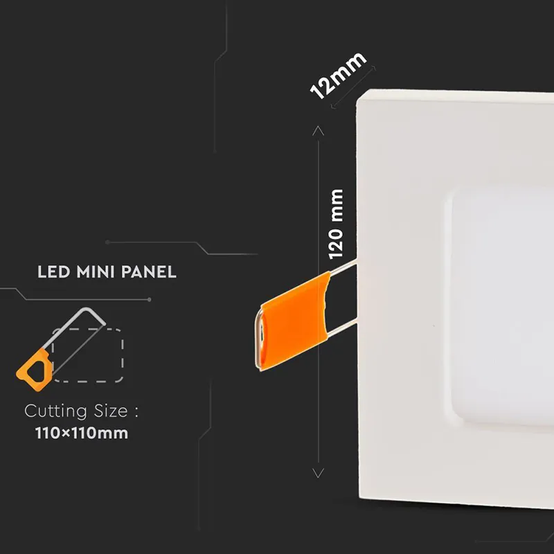 Panou LED Patrat Incorporabil 6W 6400K Alb Rece