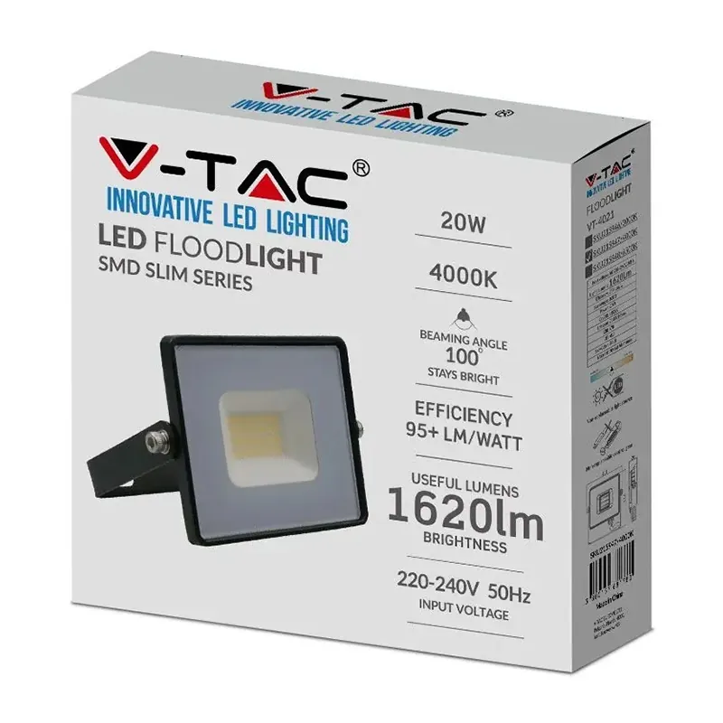 Reflector LED SMD 20W 4000K IP65 - Negru