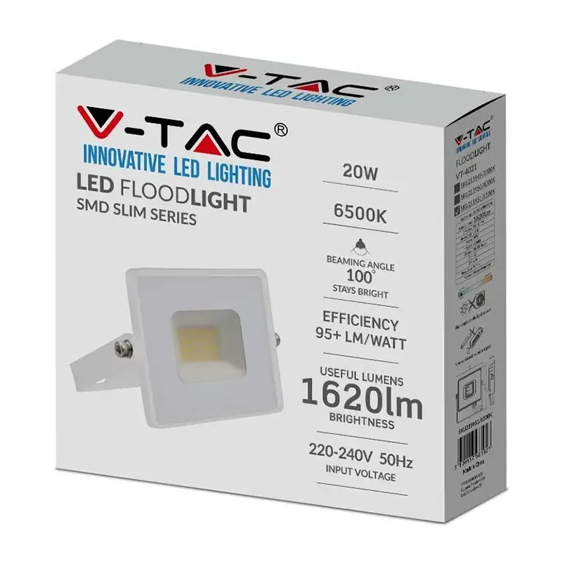 Reflector LED SMD 20W 6500K IP65 - Alb