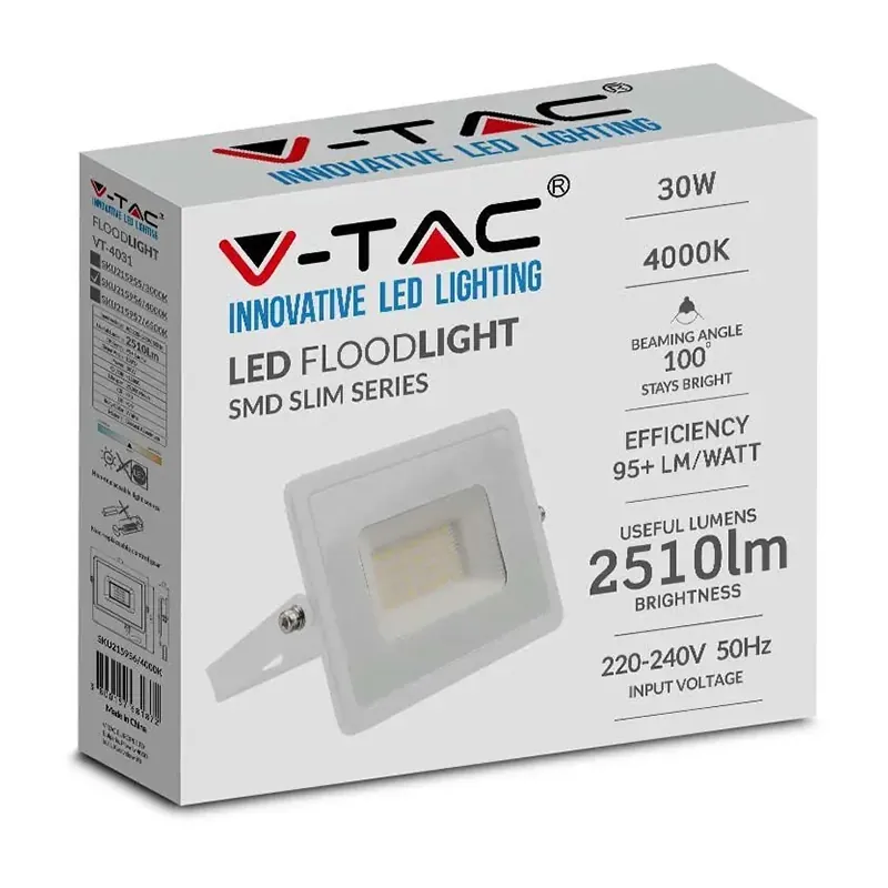 Reflector LED SMD 30W 4000K IP65 - Alb