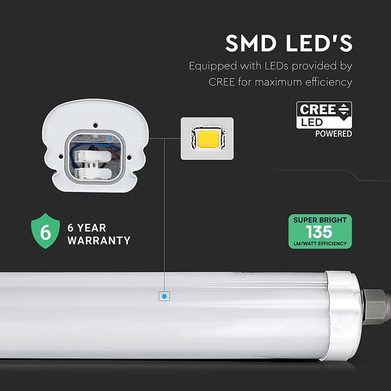 Corp Iluminat LED 150CM 48W 6500K Alb Rece IP65 Cip Cree