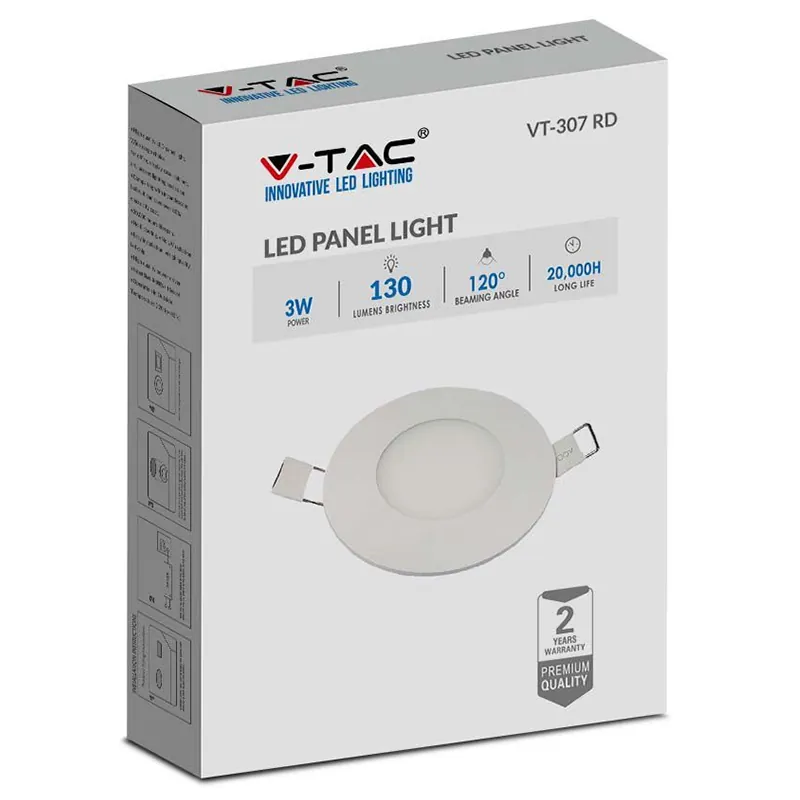 Panou LED 3W Rotund 4000K Alb Neutru