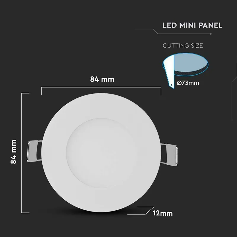 Panou LED 3W Rotund 4000K Alb Neutru
