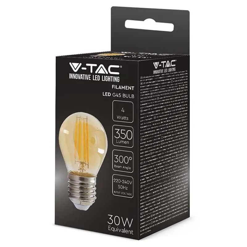 Bec LED G45 E27 4W cu Filament 2200K Alb Cald