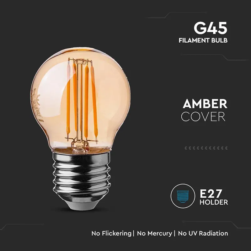 Bec LED G45 E27 4W cu Filament 2200K Alb Cald