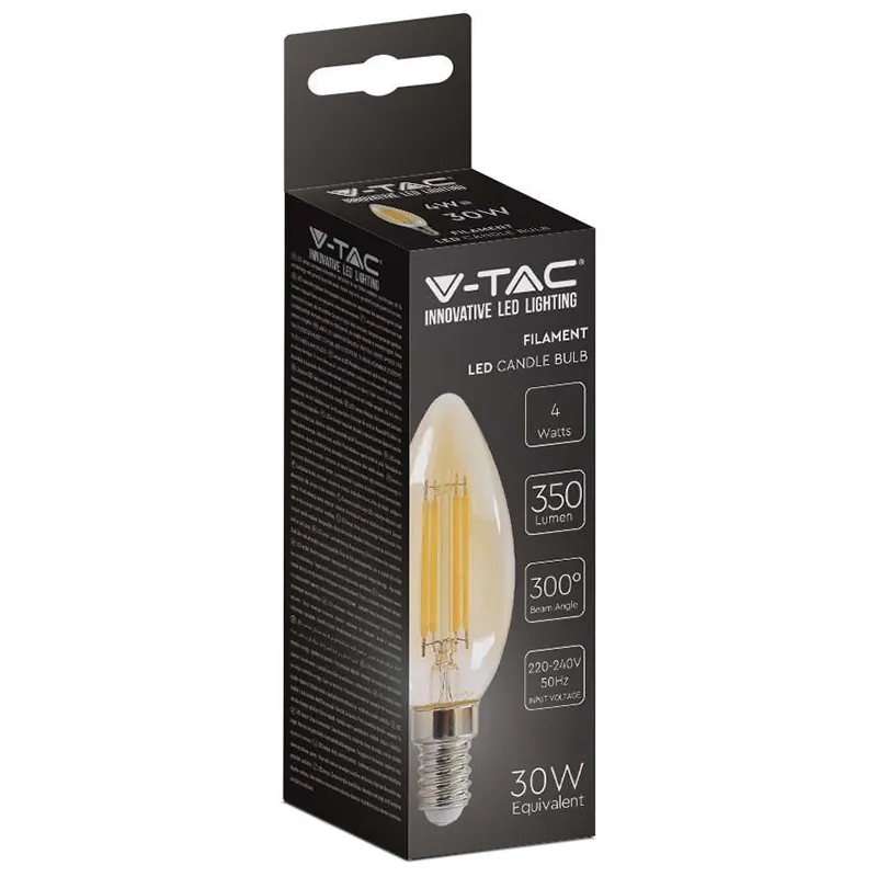 Bec LED E14 4W cu Filament 2200K Alb Cald
