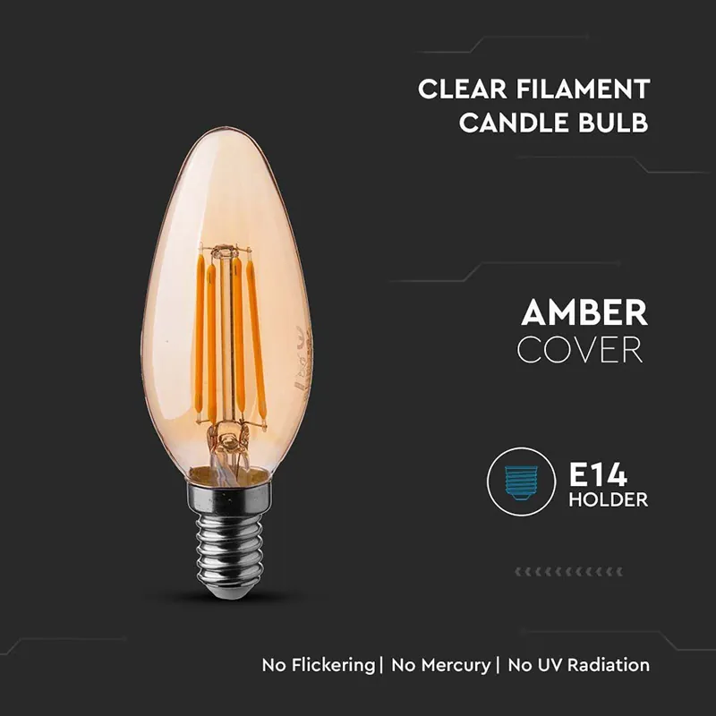 Bec LED E14 4W cu Filament 2200K Alb Cald