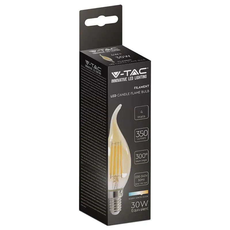 Bec LED E14 4W cu Filament 2200K Alb Cald