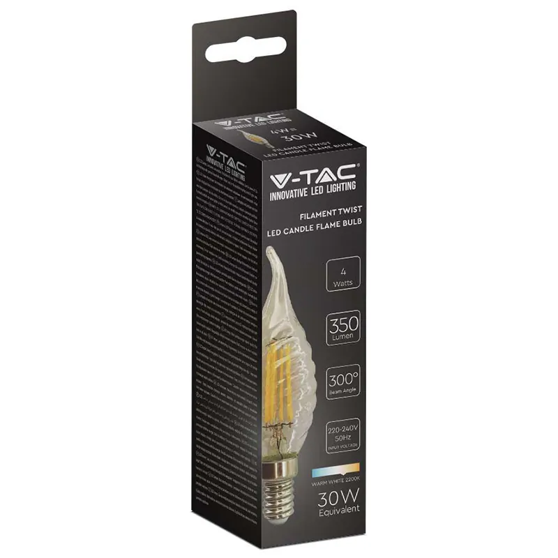 Bec LED E14 4W cu Filament 2200K Alb Cald