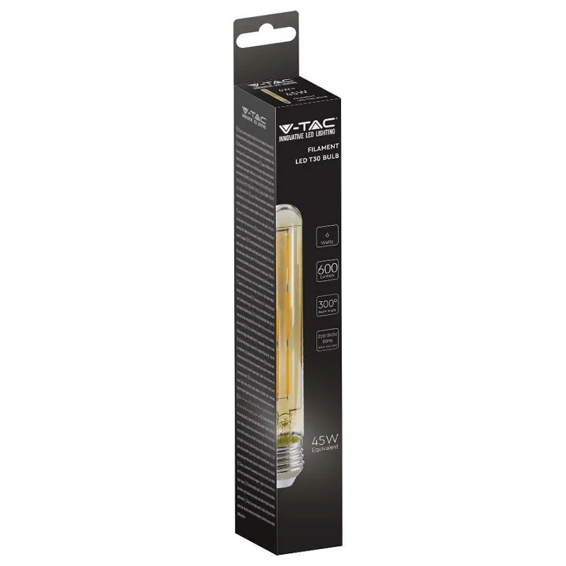 Bec LED T30 E27 cu Filament 6W 2200K Alb Cald
