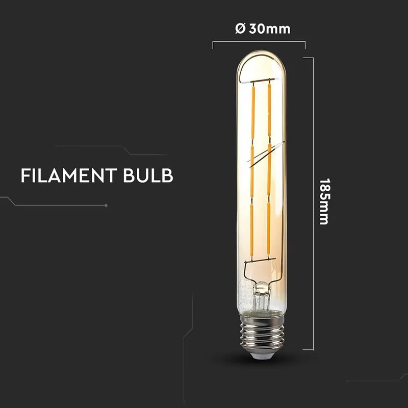 Bec LED T30 E27 cu Filament 6W 2200K Alb Cald