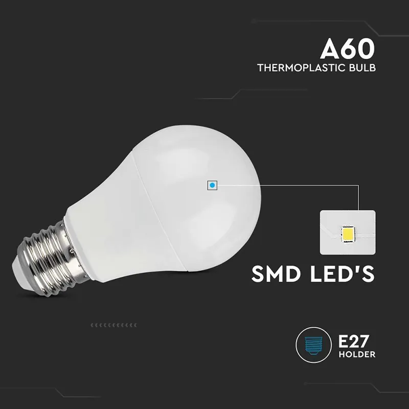 Bec LED A60 E27 10.5W 6500K Alb Rece