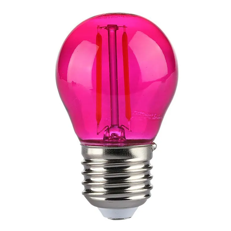 Bec LED G45 E27 2W cu Filament Lumina Roz