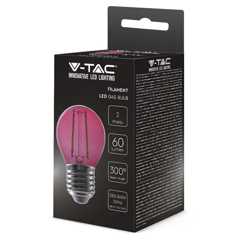 Bec LED G45 E27 2W cu Filament Lumina Roz