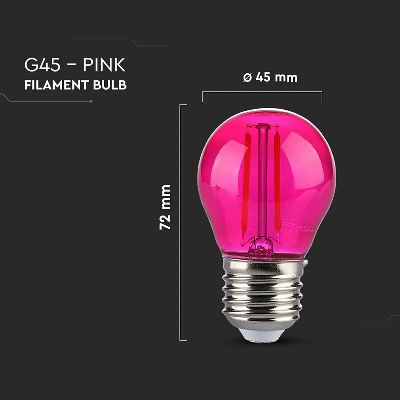 Bec LED G45 E27 2W cu Filament Lumina Roz