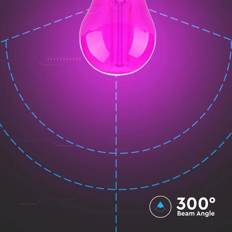 Bec LED G45 E27 2W cu Filament Lumina Roz