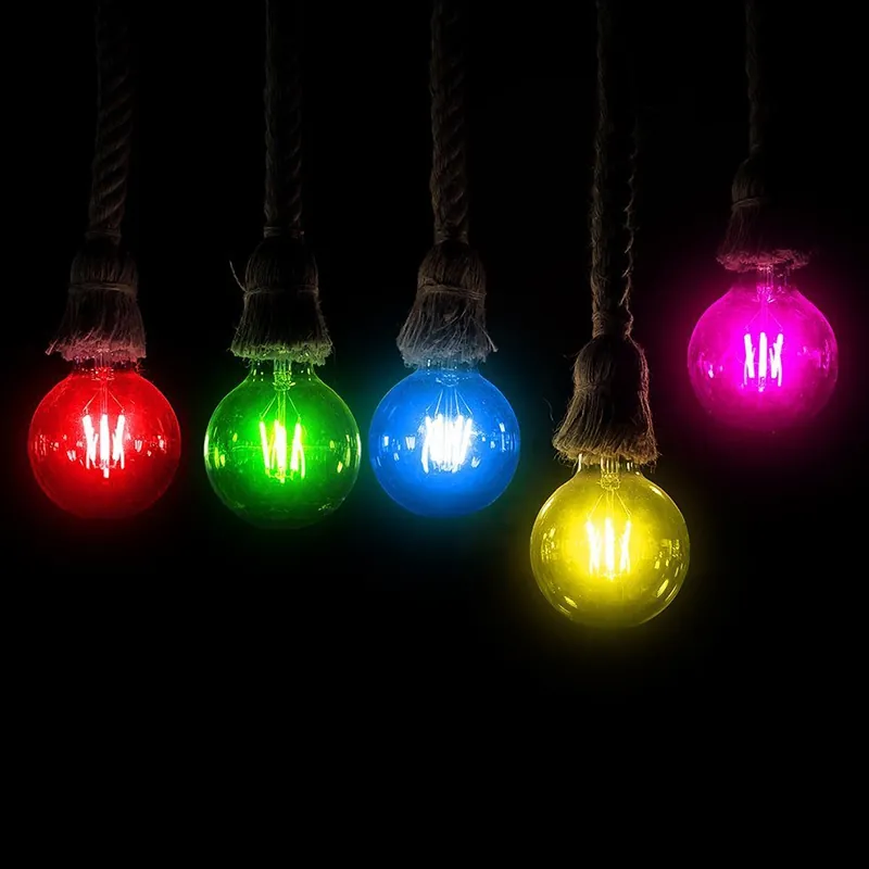 Bec LED G45 E27 2W cu Filament Lumina Roz