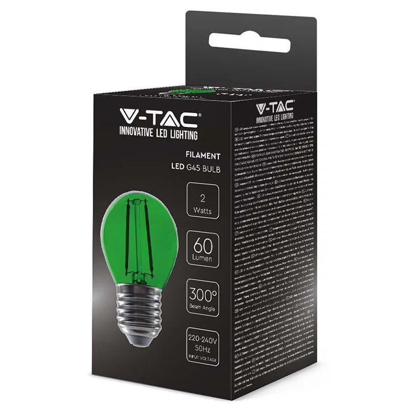 Bec LED G45 E27 2W cu Filament Lumina Verde