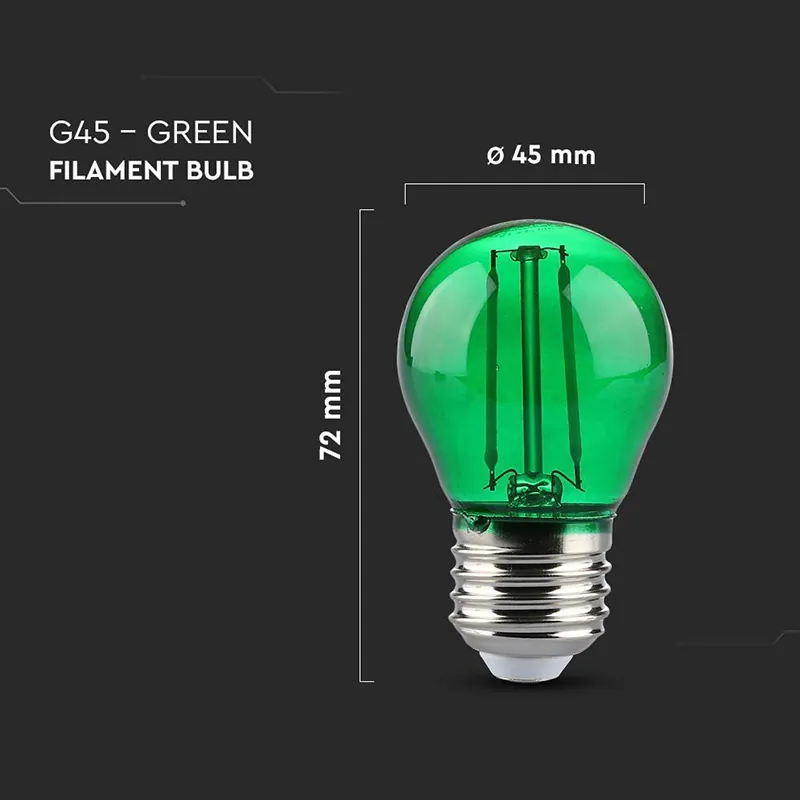 Bec LED G45 E27 2W cu Filament Lumina Verde